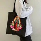 Женская сумка через плечо Корейская Дева Мария Гуадалупе винтажная Холщовая Сумка-тоут сумка для покупок на молнии большая Брендовая женская сумка