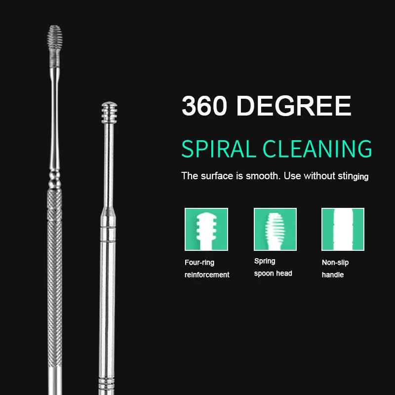 8-Pcs Set Of Dog Cat Ear Cleaner Stainless Steel Wax Picker Spiral Cleaning Spoon Pet Care Beauty Tool | Дом и сад