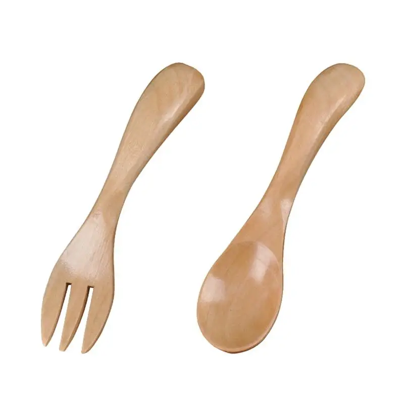 2 Cs набор ложка и вилка милый столовых приборов из цельного дерева с изогнутыми