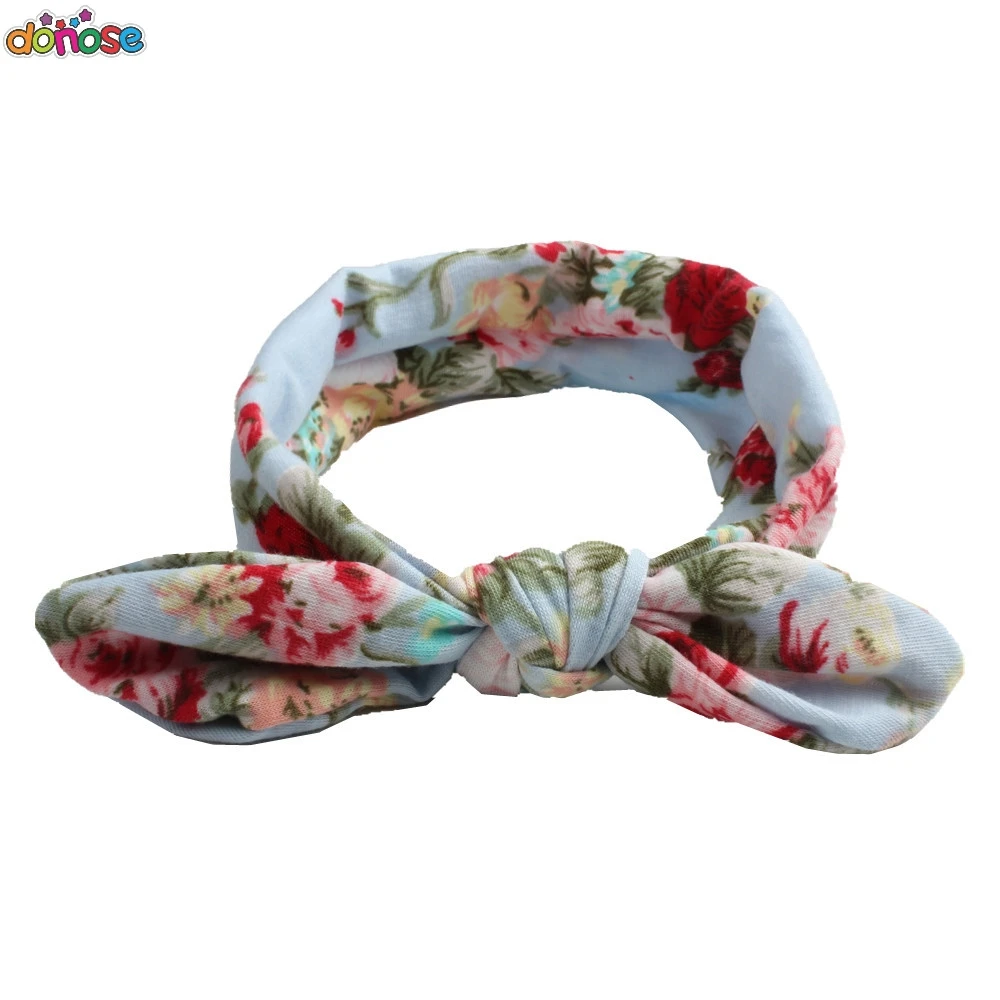 Повязка на голову для девочек эластичная широкая богемная лента с бантом