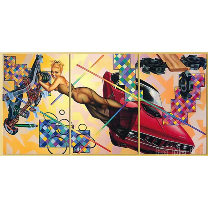 

Muscle Car And Cutie Pop Art Collage Wall Decor Canvas Print Extra Large Woman