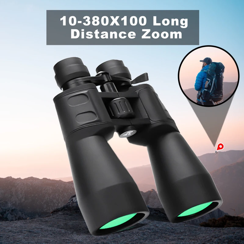

Professional Binocular 10-380X100 High Magnification 10-60 Times Zoom Binoculars Long Range Waterproof BAK4 Hunting Telescope