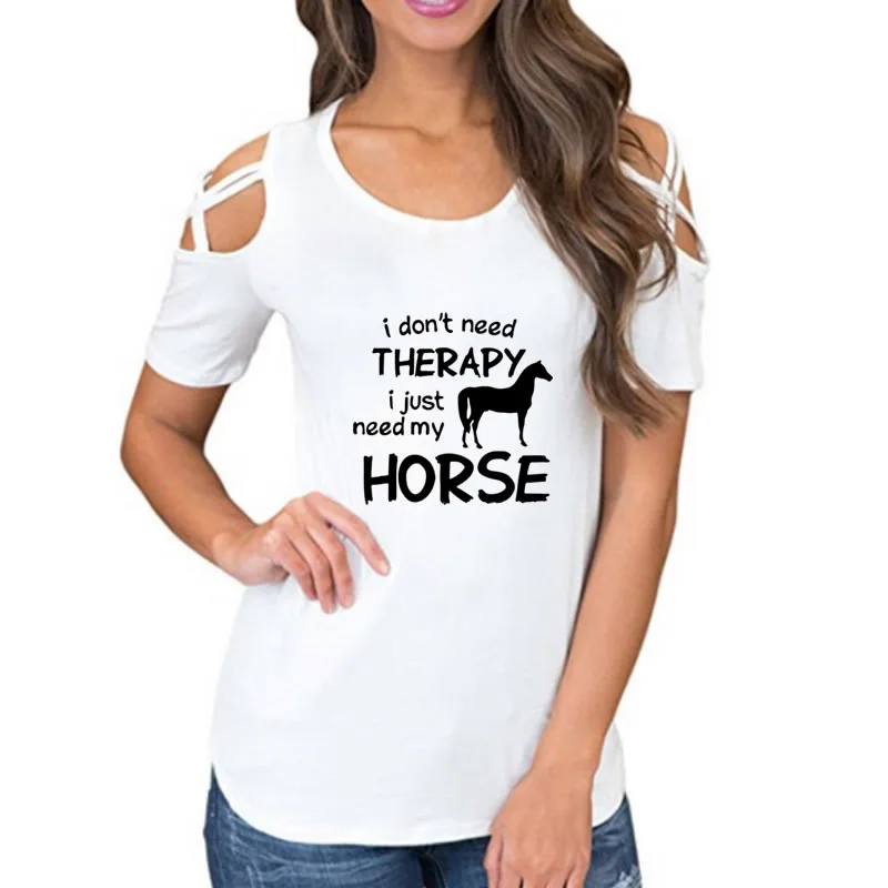 

New Fashion T-Shirt For Women Horse Letters Confidence Printing Bandage Off Shoulder Harajuku Large Size Summer Top Tee Shirts