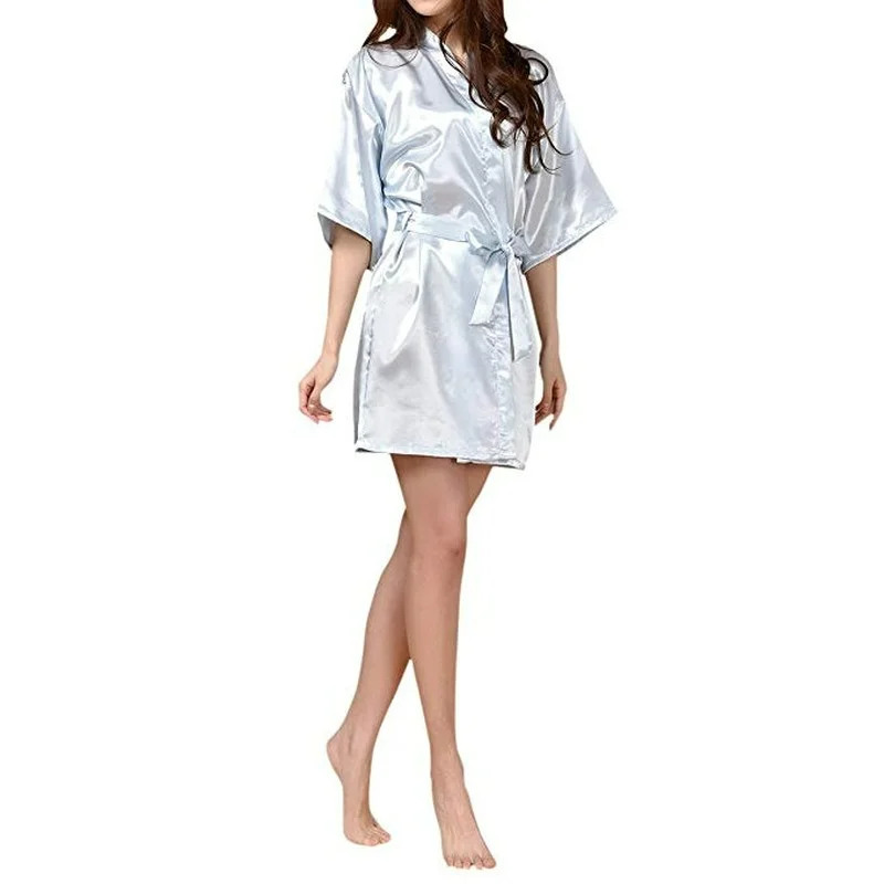 

Robe Women Silk Satin Solid Kimono Robe Fashion Bath Night Robe Sexy Bathrobe Large Size Bridesmaid Dressing Gown for Wome