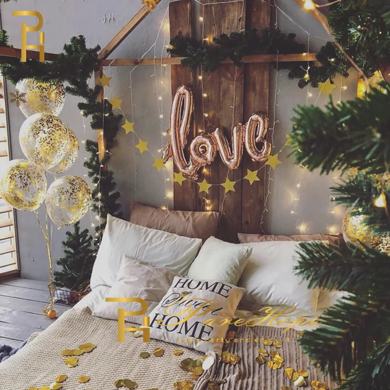 Розовое золото с днем рождения воздушные шары надписью Love Фольга набор воздушных