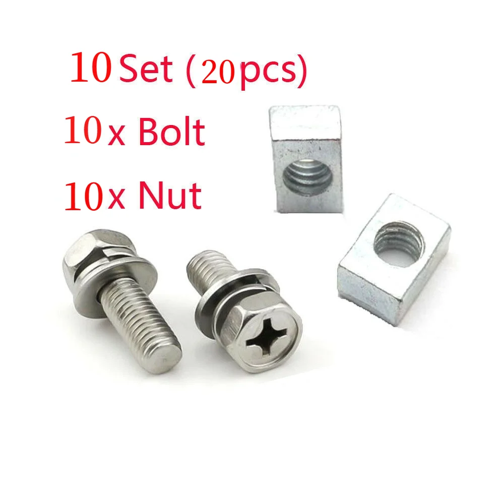 

20pcs M5x12mm Battery Bolts and Nuts Terminal 304 Stainless Steel Bolt Square Nut Kit for Scooter Motorcycle Battery Bolt Nut