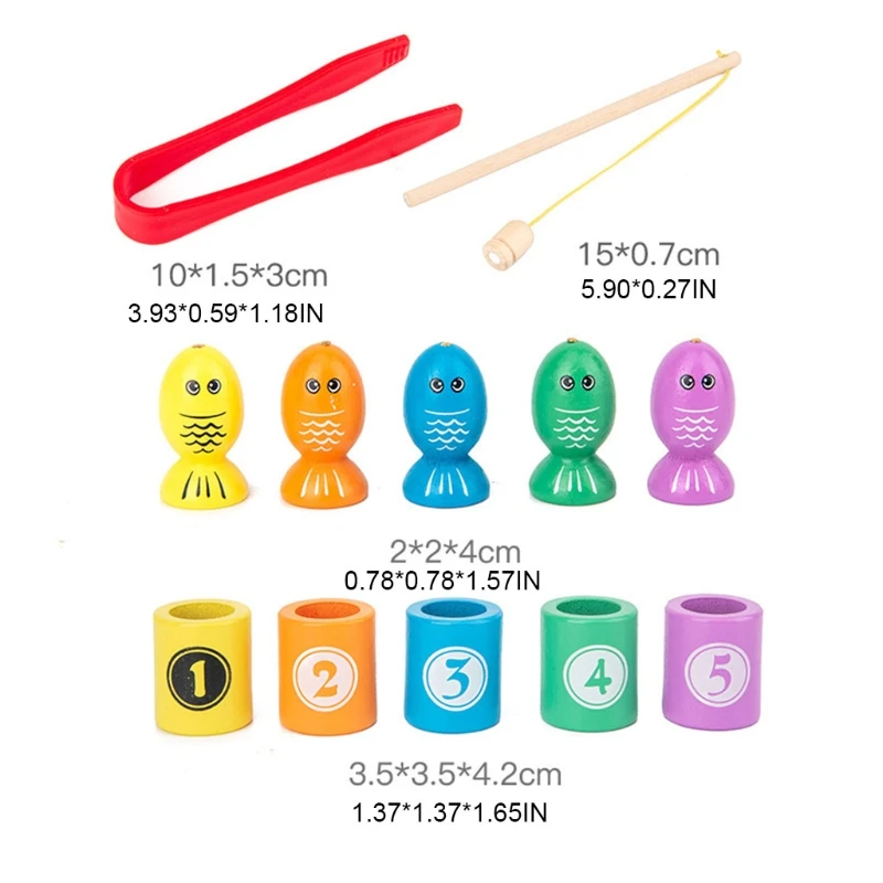 

N7ME Wooden Fishing Toy Color Sorting Game with Clip Children Favors Birthday Gift