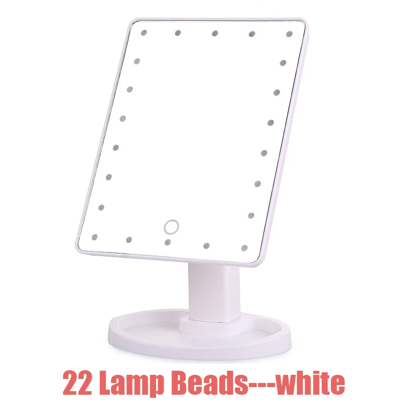 white-22 leds YUJIA светодиодный сенсорный экран зеркала, вращение на 360 градусов, зеркало для макияжа, регулируемый светодиодный s подсветкой, портативные светящиеся косметические зеркала - Цвет: white-22 leds