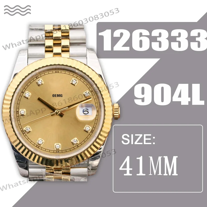 

Часы мужские механические Автоматические, золотистые/серебристые, 41 мм, 1:1