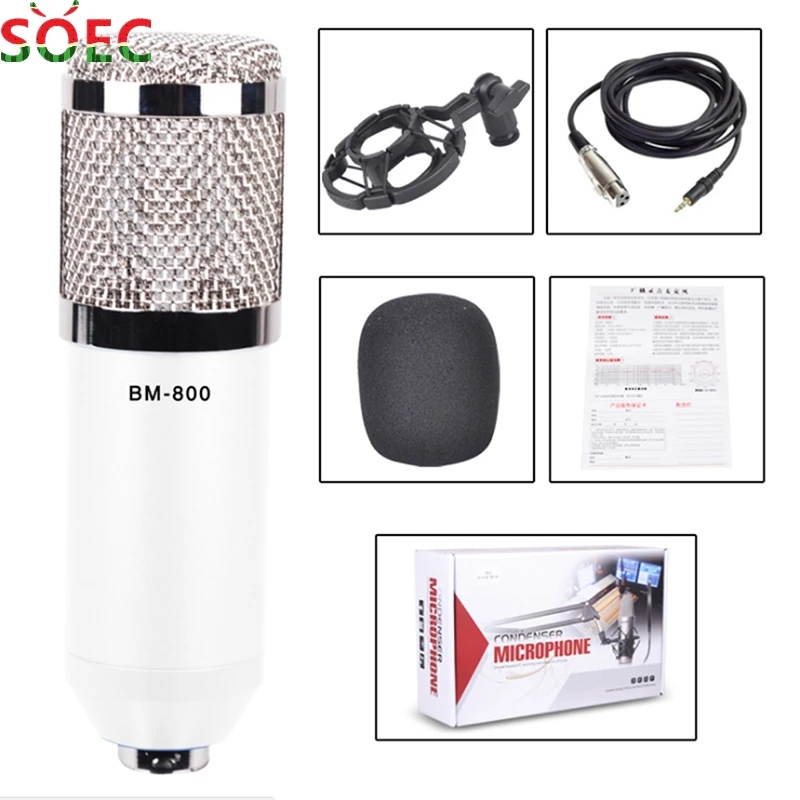 

3.5MM BM800 Dynamic Condenser Wired Microphone Mic Sound Studio For Singing Recording Kit KTV Karaoke With Shock Mount