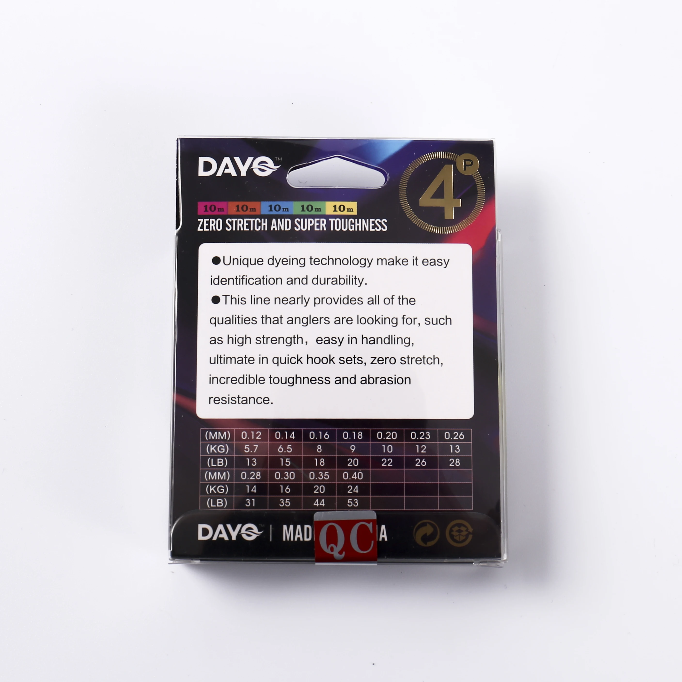 Четырехжильная рыболовная леска DAYO Dyneema код 614210 длина уплотнения с именем 100 м