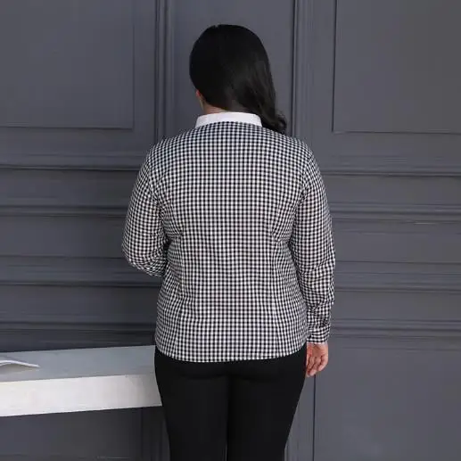 Модные женские туфли блузки и рубашки 2020 Для женщин в клетку с длинным рукавом