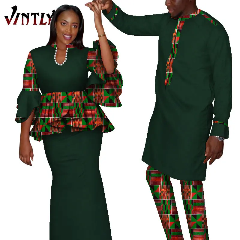 Традиционная африканская одежда для пар мужские костюмы Дашики и женские с