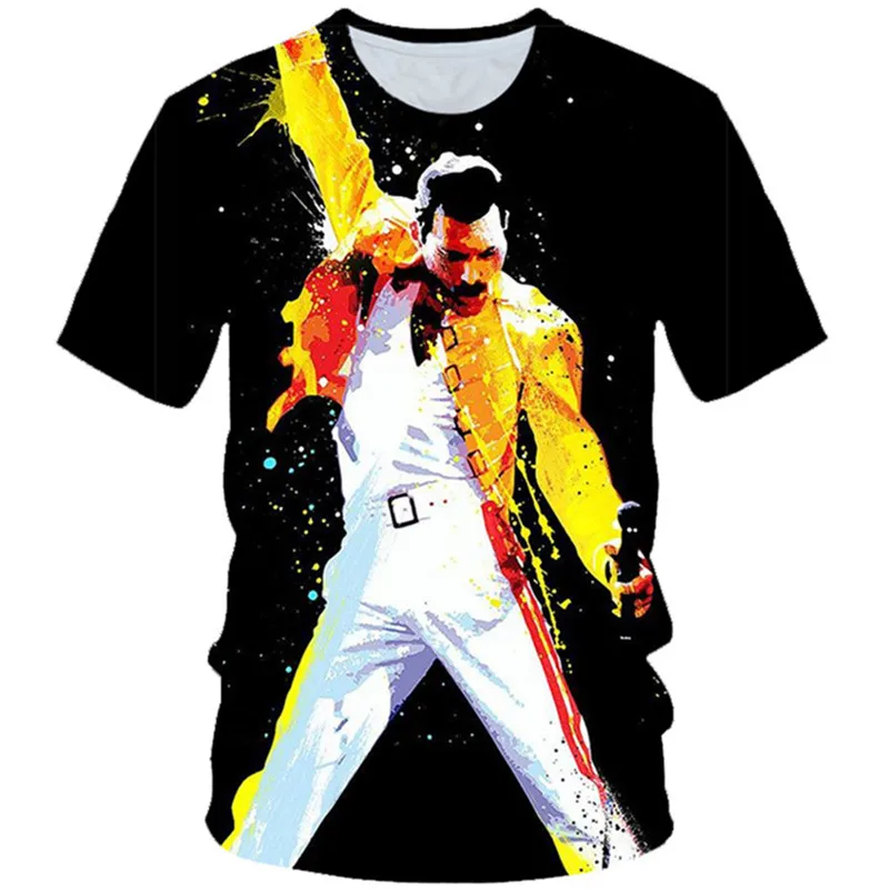 

4-20 Years Old 2021 Summer Kids 3d T-shirt Boys Girl Freddie Mercury The Queen Band Tshirt Children Hip Hop Rock Hipster T shirt