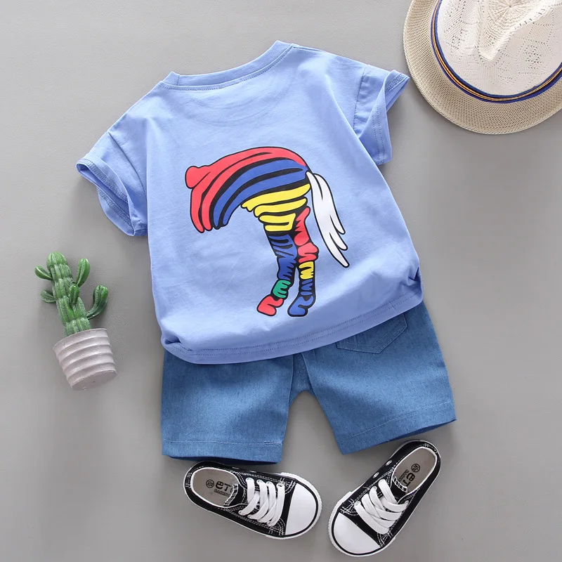 Комплект летней одежды для маленьких мальчиков и девочек футболка с радужным