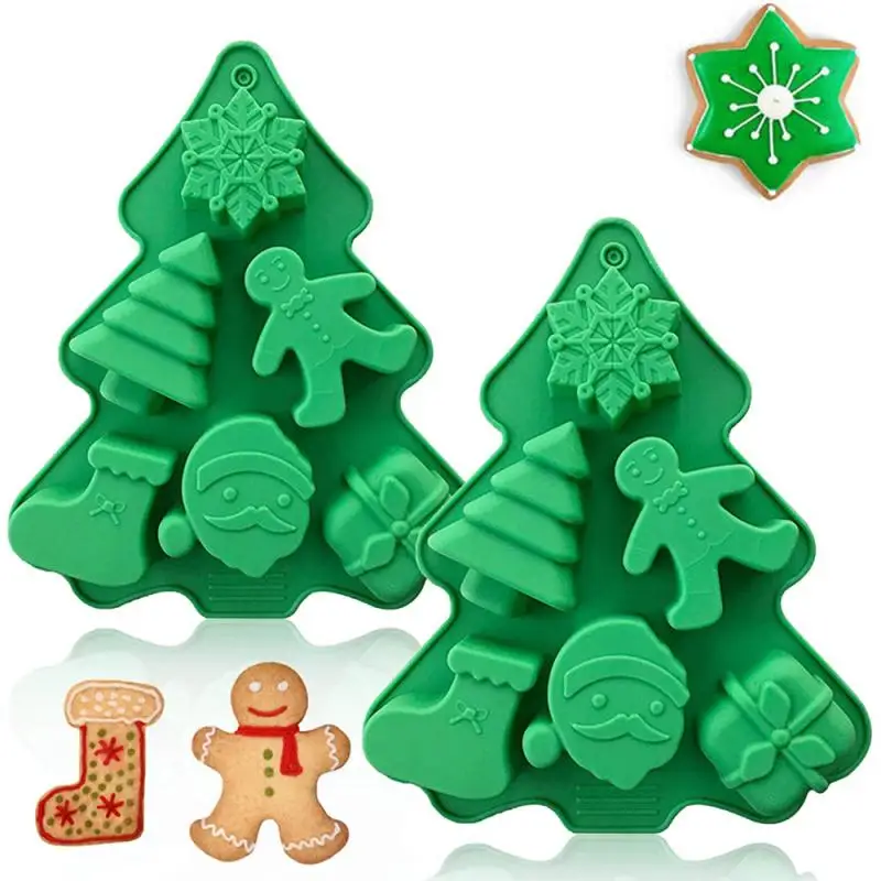 

6 Cavity Christmas Tree Baking Mold Silicone Cake Molds Nonstick Candy DIY 3D Making Molds Christmas Gift Kitchen Accessories