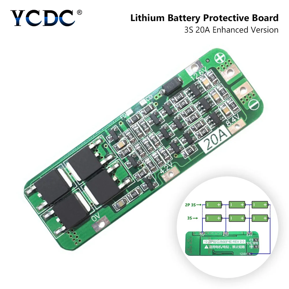 3S 20A литий-ионная литиевая батарея 18650 зарядное устройство Защитная плата PCB BMS 12 6 V