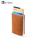 Умный кошелек BISI GORO для мужчин и женщин, алюминиевый футляр для кредитных карт, мини-кошелек с защитой от RFID, чехол-клатч с выдвижной крышкой для карт