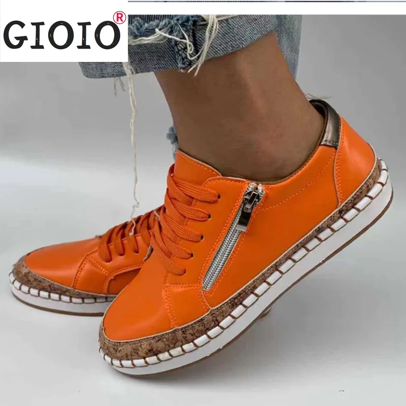 

Lace-up Chunky Women Sneakers Elegant Floral Printed Female Flat Shoe Fashion Round Toe Lady Vulcanized Shoes Women Casual Shoes