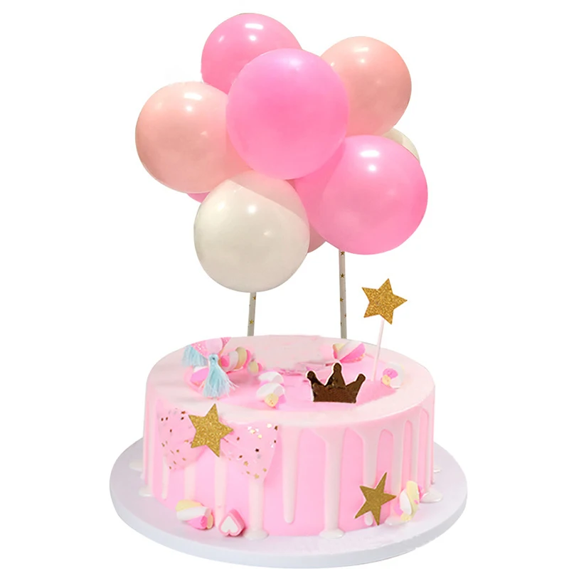 pink 10 шт., 5 дюймов, шары, гирлянда, арка, топпер для торта, для вечеринки в честь Дня рождения, конфетти, воздушные шары, топперы, украшение свадебного торта - Цвет: pink