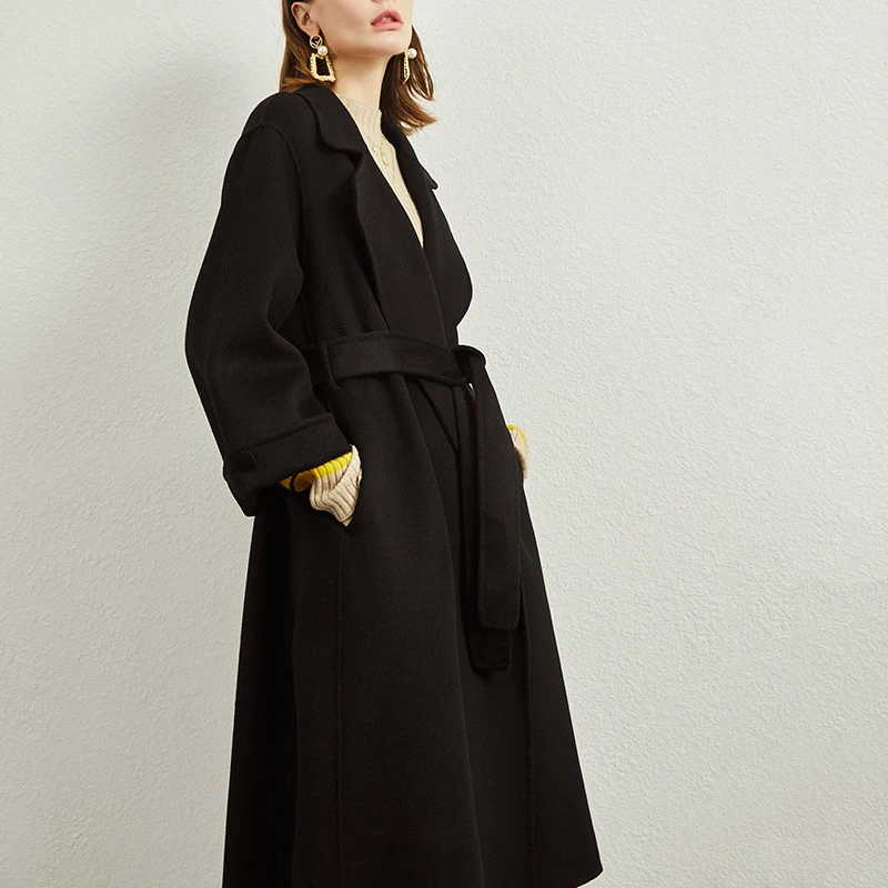 100% кашемировое пальто женское длинное высококачественное свободное