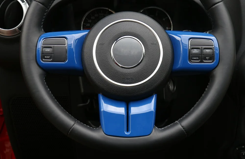 Для Jeep Wrangler JK 2011- аксессуары для салона автомобиля костюмы украшения 4 двери автомобиля Стайлинг хром красный синий карбоновое волокно 18 шт