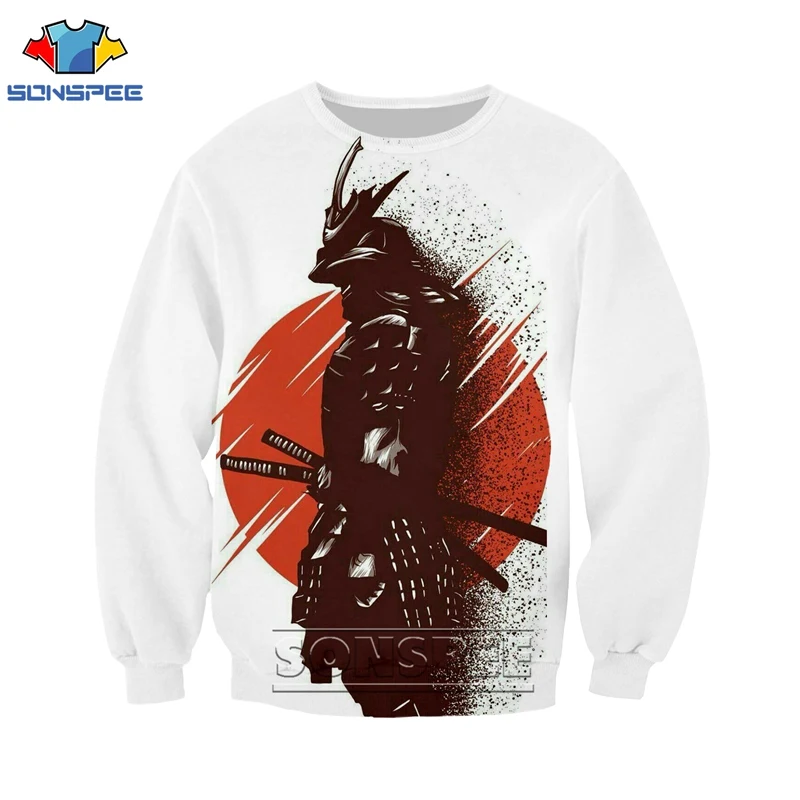 

SONSPEE 3D Print Hoodie Japan Samurai Armor Men's Hoodies Casual Harajuku Graffiti hoody Hip Hop Style Top Sweatshirt Clothing