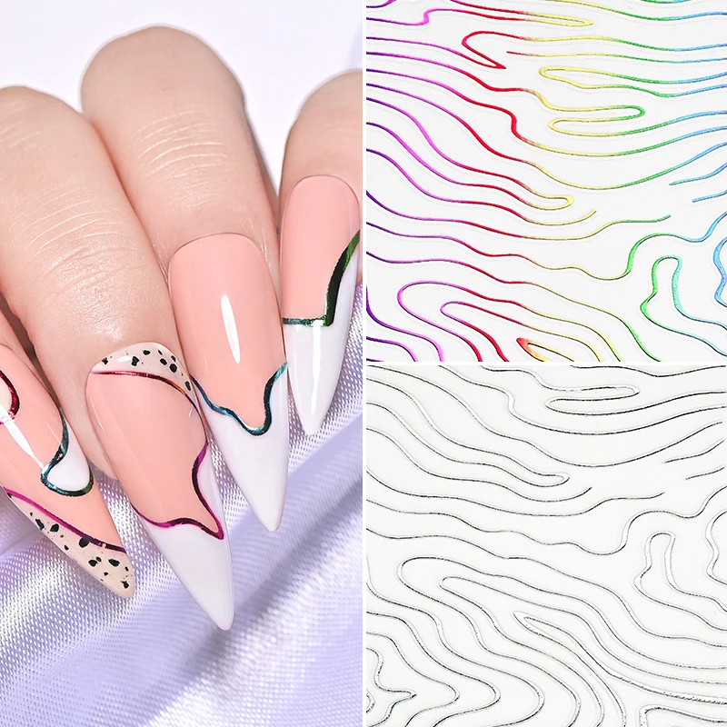 3D металлические золотистые Мраморные линии наклейки для ногтей полоска ленты