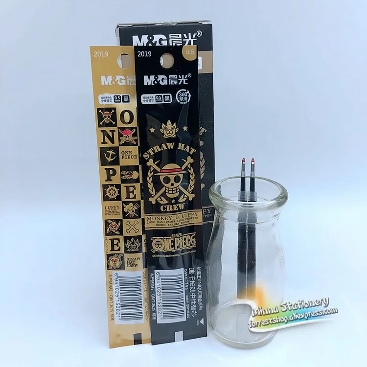 6 шт./лот) M& G one piece Аниме гелевая ручка заправка 0,5 мм нейтральные чернила черные 11 см Канцелярские Принадлежности для офиса и школы Пишущие принадлежности M2019
