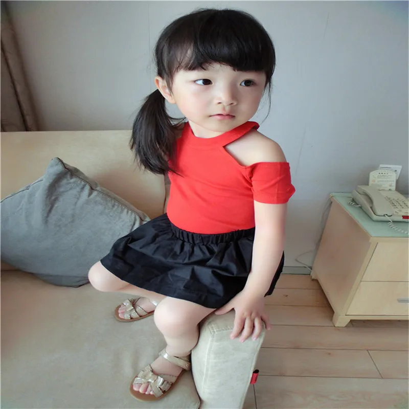 Новая футболка для маленьких девочек Детский мягкий хлопковый топ с открытыми
