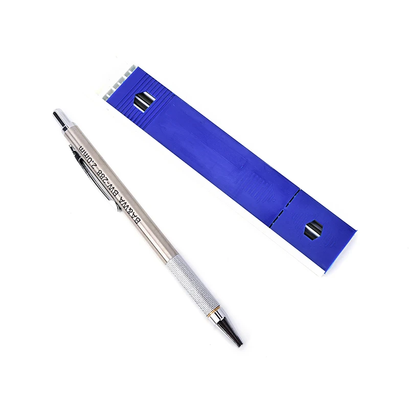 

1set Mechanical Pencil 2mm 2B Lead Holder Automatic Mechanical Drawing Drafting Pencil 12 Leads Refills