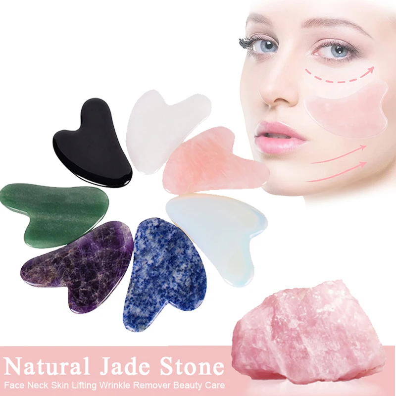 

Multicolor Natural Jade Facial Beauty Scraping Massage Tools Firm Skin Care Face Gua Sha SPA Physical Therapy Gue Che Roller