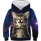 Детские Красочные объемные толстовки с рисунком космоса, галактики, милые животные, кот, луна, рыбы, свитшоты для мальчиков и девочек, детские пуловеры, топы