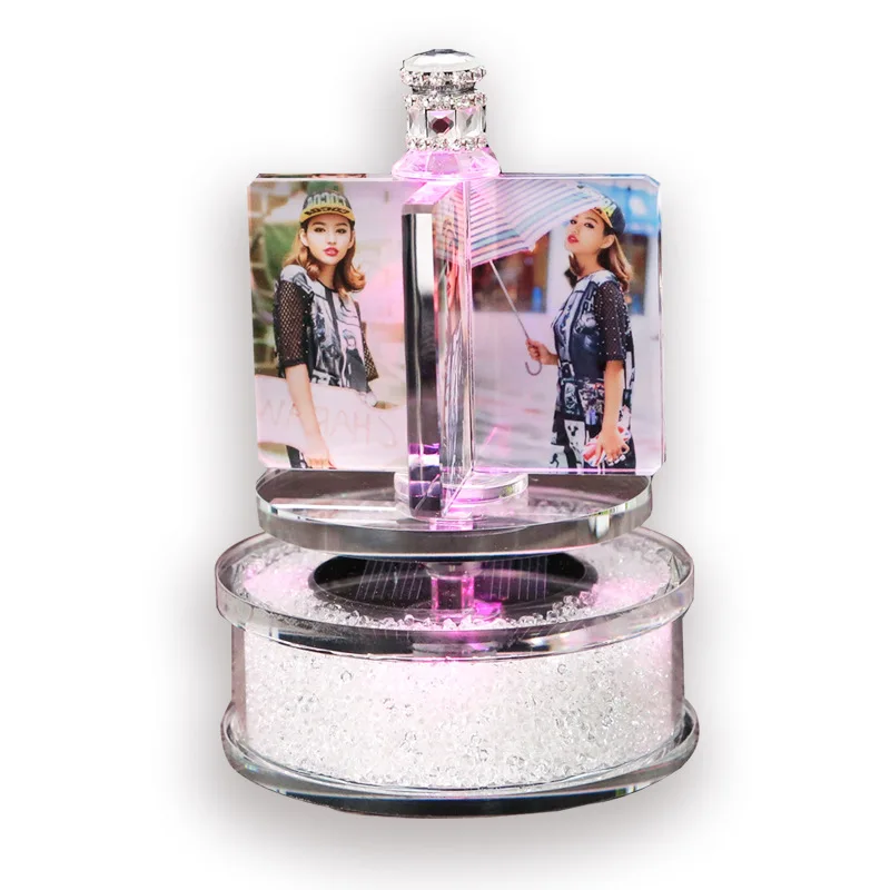 Customized Rotating Windmill Photo Frame Exquisite Crystal Wedding Glowing Frame for Diamond Painting Picture Car Decor Gift New