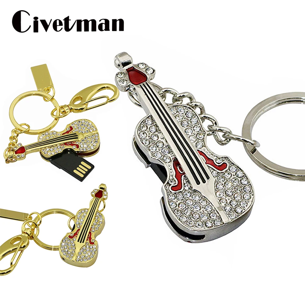 USB флеш накопитель с украшением в виде кристаллов музыкальный инструмент