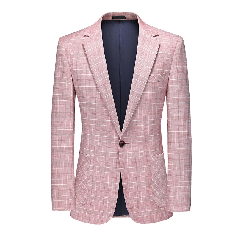 

New Men Blazer Personality All-Match One Button Men's Suit Jacket High Quality Fashion Plaid Print Slim Fit Warm Winter Jacket