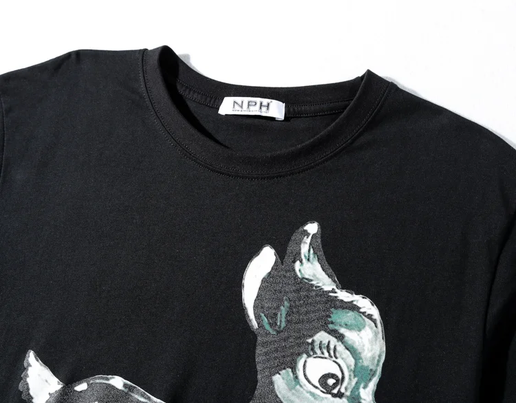 

New Novelty 2021 Fashion T Shirts Small Deer T-Shirt Hip Hop Skateboard Street Cotton T-Shirts Tee Top Kanye parkour #G42