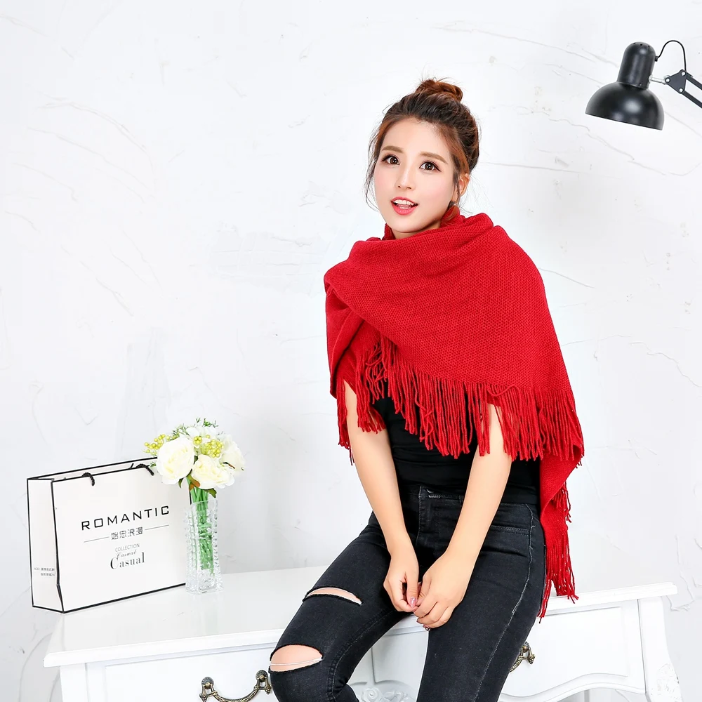 2020 Winter Loose Kimono Cardigan Women Long Sleeveless Cap Poncho Solid Color Magic Shawl Knitted Sweater With Button Plus Size |