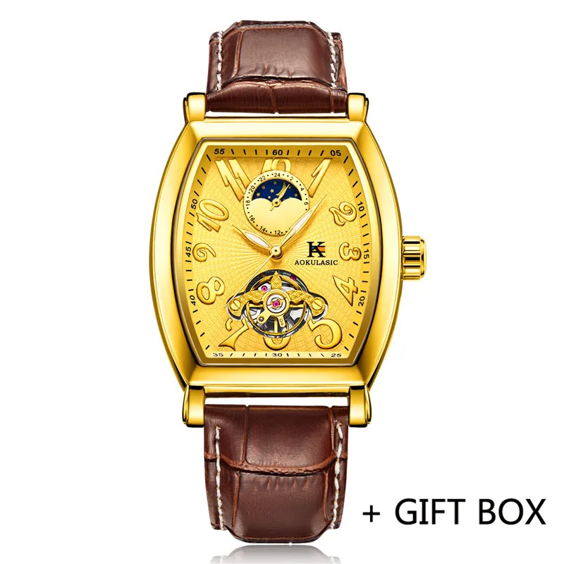 AK01301 with box Aokulasic автоматические механические мужские наручные часы военный армейский Спорт Мужские часы лучший бренд класса люкс Скелет водонепроницаемые мужские часы 013 - Цвет: AK01301 with box