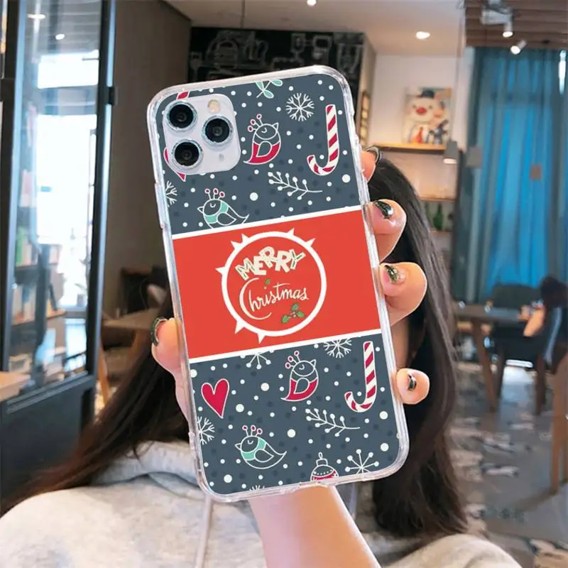 

Merry Christmas design Phone Case Transparent soft For iphone 5 6 7 8 11 12 s c se plus mini x xs xr pro max cover shell funda