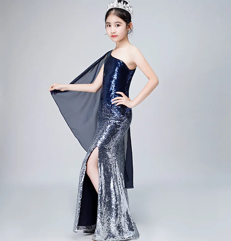 Платье принцессы с юбкой годе для девочек роскошное вечернее платье блестками