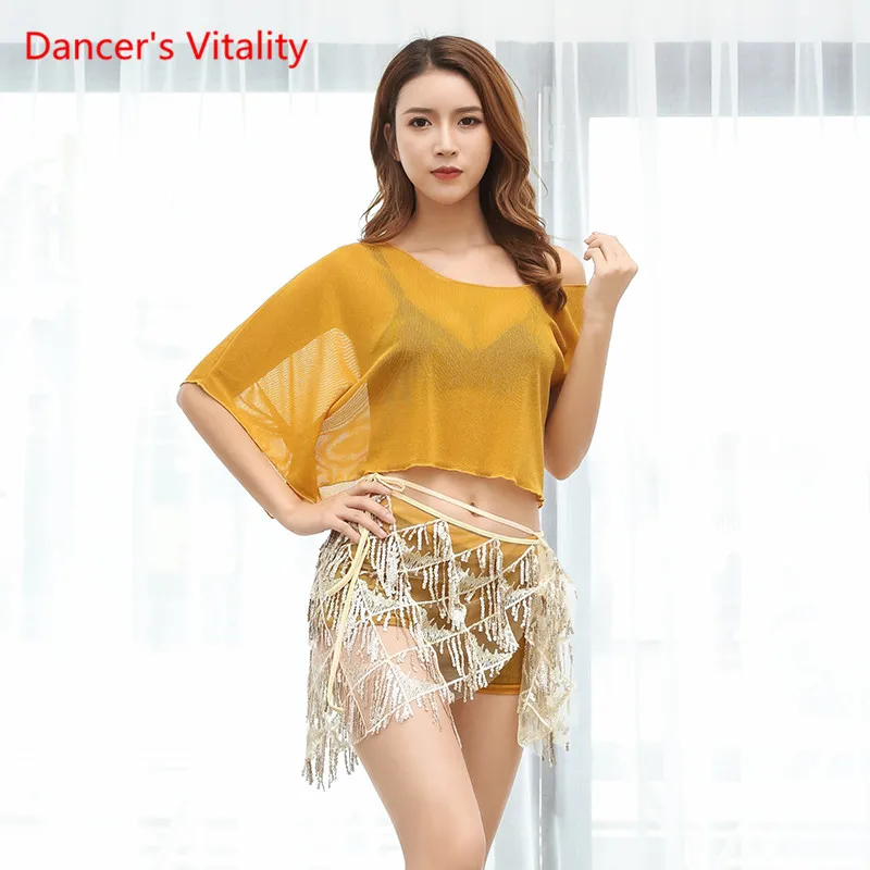 Костюм для танца живота тренировочная одежда сетчатый топ и короткая юбка костюм