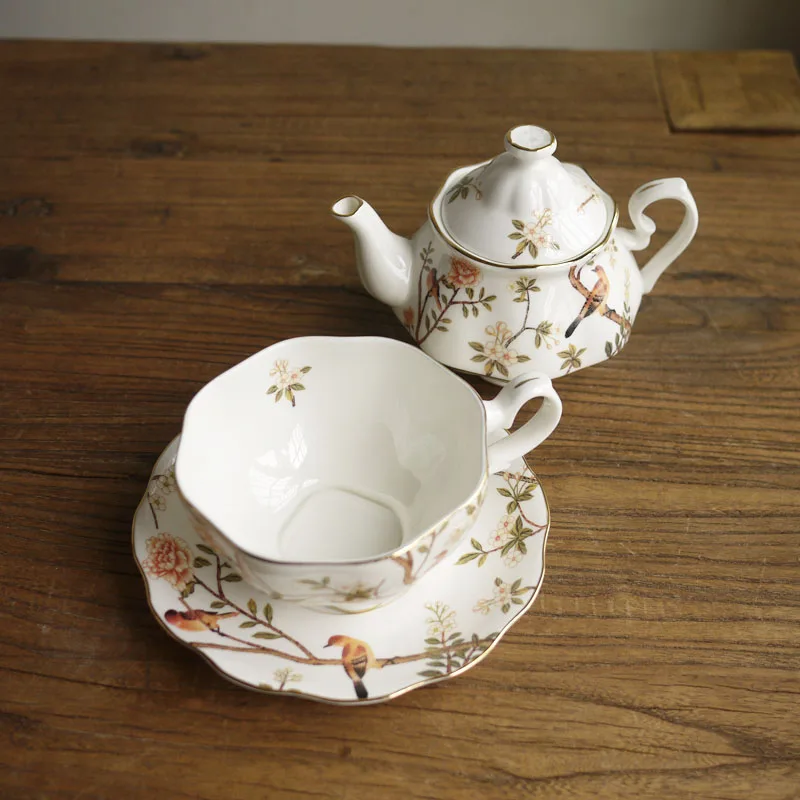 High-end Bone China Flowers and Bird Tea Set/Cup/Plate | Дом и сад