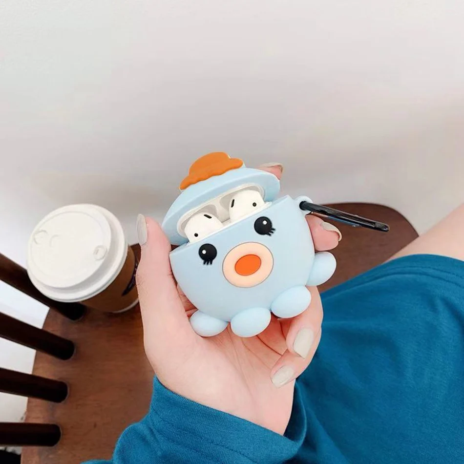 795G 3D Пингвин чехол для наушников для Airpods чехол силиконовый розовый чехол для Apple Air pods 2 Чехол для наушников Earpods кольцо ремешок брелок - Цвет: 795G