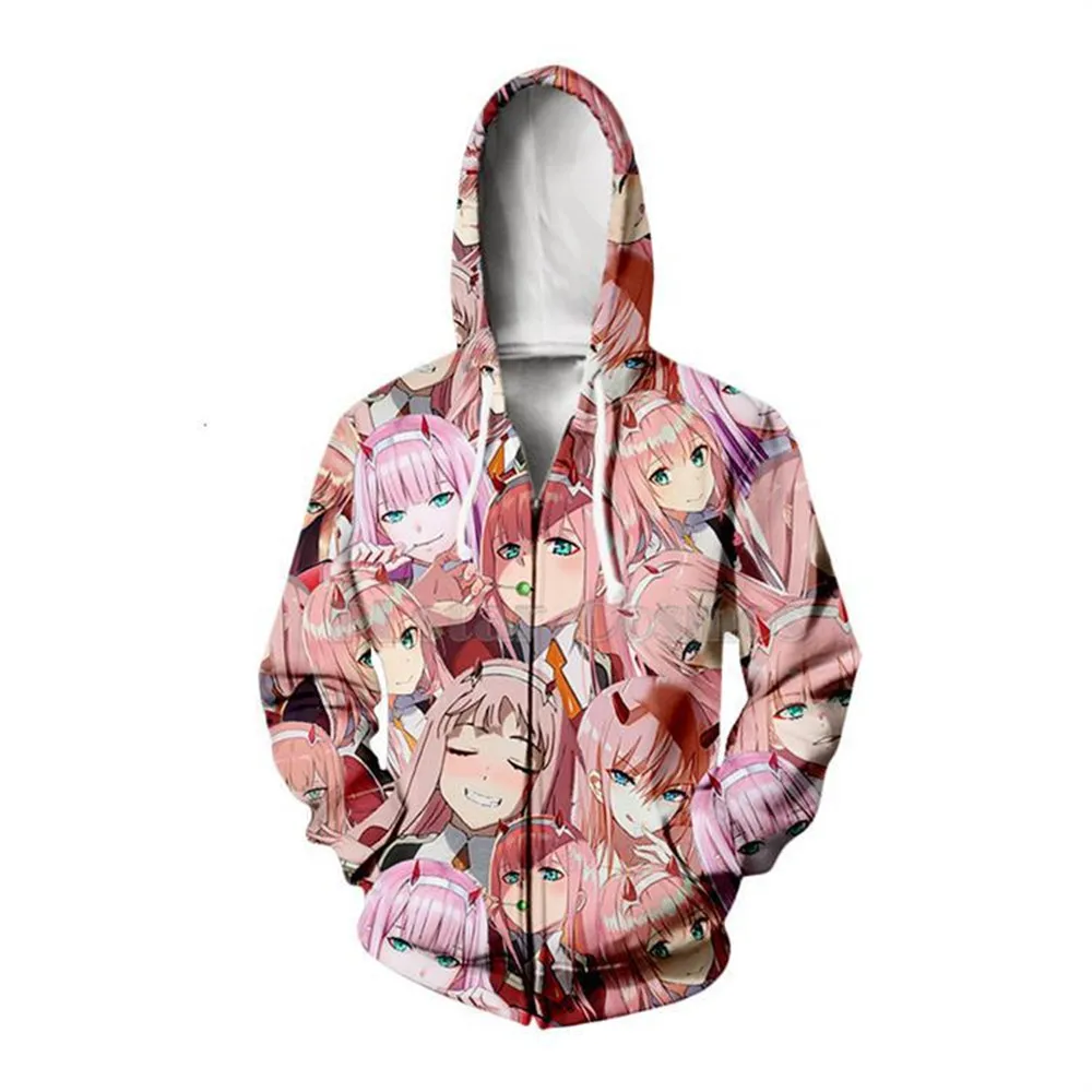 Толстовки с капюшоном DARLING In The FRANXX хипстерская толстовка рисунком Zero Two розовые