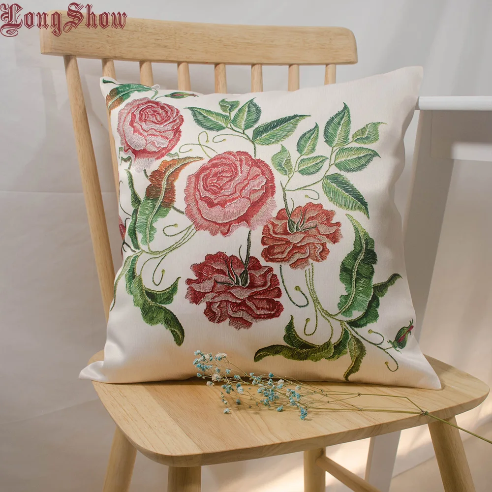 43x43cm квадратные декоративные для дома прекрасная роза с цветочным принтом из
