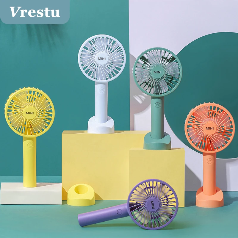 

Newest Mini Portable Rechargeable Fan Air Cooler Operated Hand Held USB Solid Color Hand Portable Desktop Home Office Desk Fan