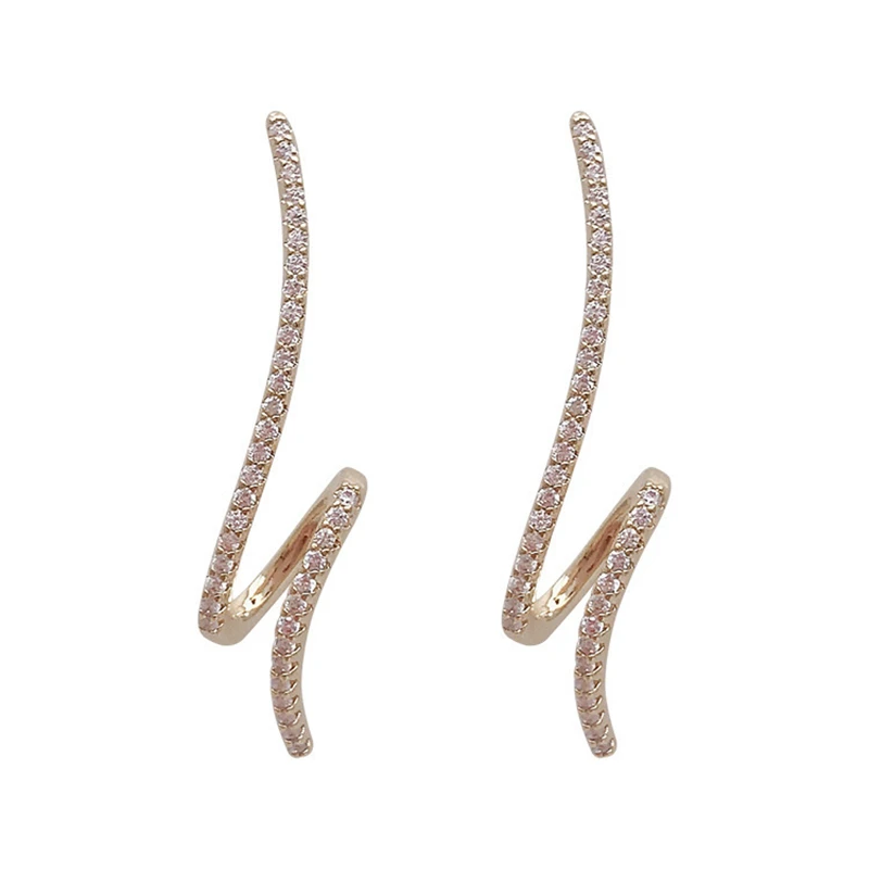 

Brand Design Bling Gold Micro-mosaic Crystal Lightning Earring Fashion Accessory Delicate Female