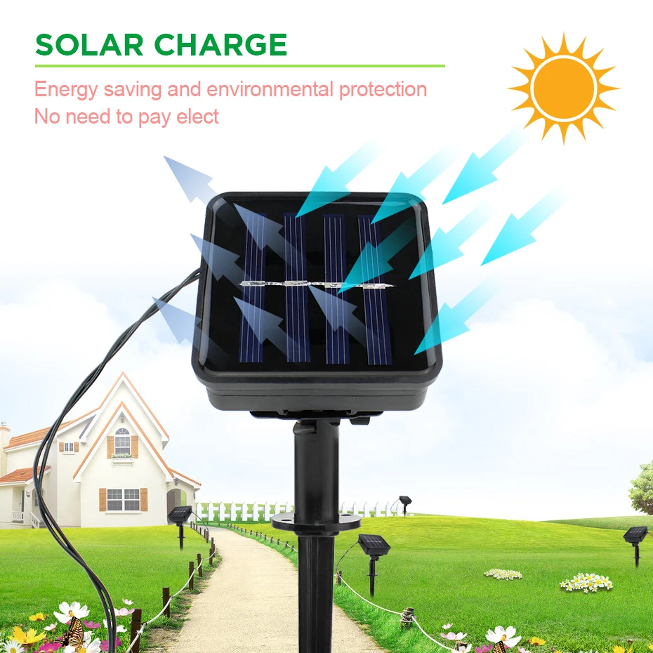 

LED Garden Lighting 30/50/100/200 Led Sring Light Outdoor Garden Decoration Warm White/White/RGB Fairy Lights Solar Powered