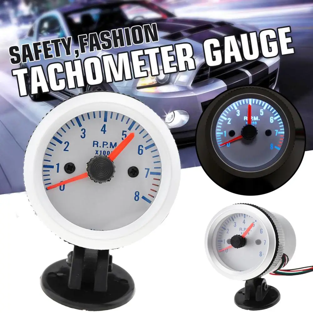 Тахометр автомобильный 2 дюйма 52 мм 12 В С сисветодиодный кой 0 ~ 8000 об/мин |